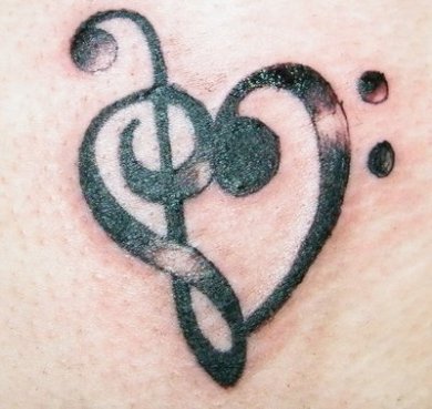 music heart tattoo. Music Note Heart